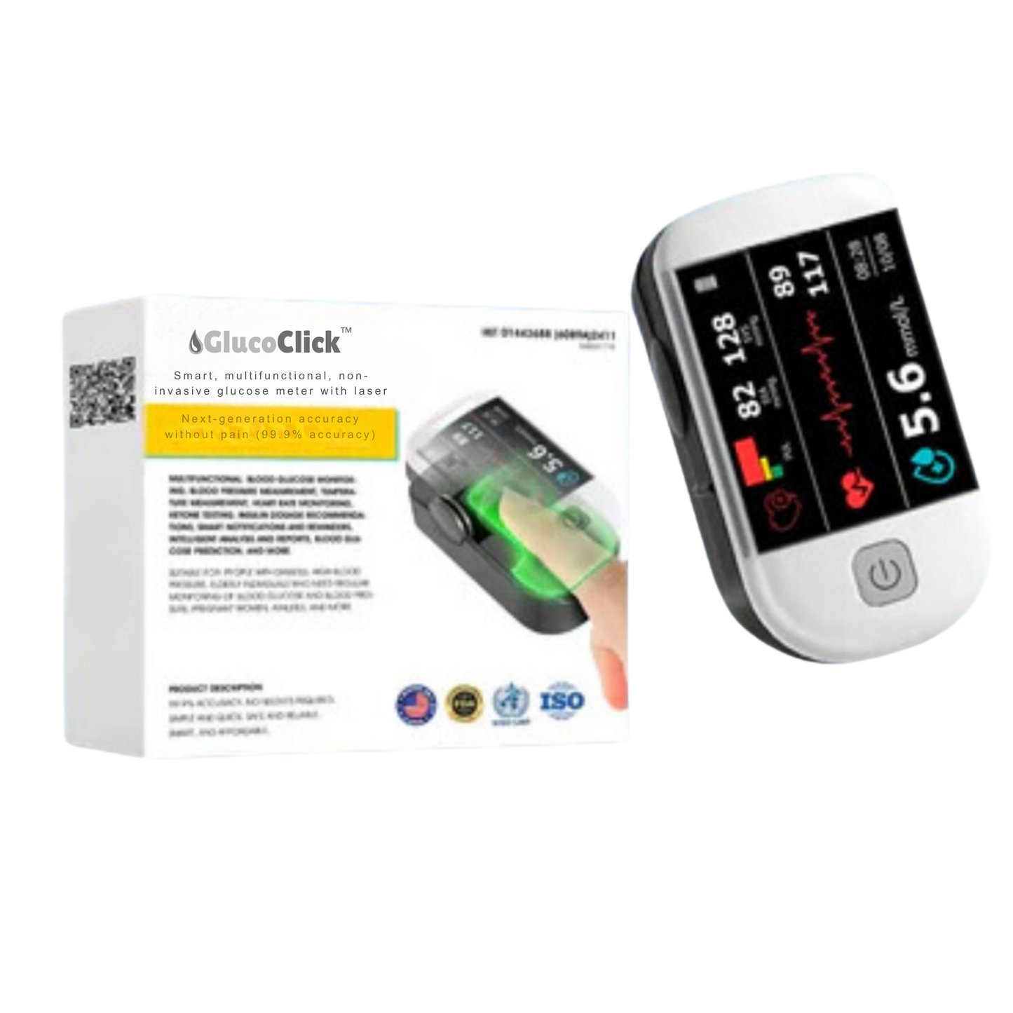GlucoClick™ Pulse Oximeter | Beheer je diabetes 24/7 zonder naalden!